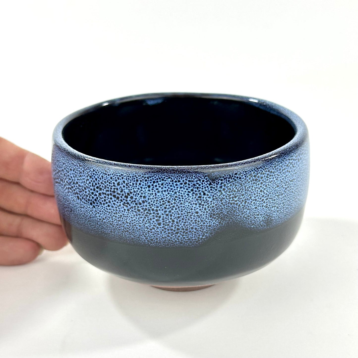 Japanese Chawan Matcha Tea Bowl Tenmoku Black Spot Blue Speckle Glaze NEW 5"
