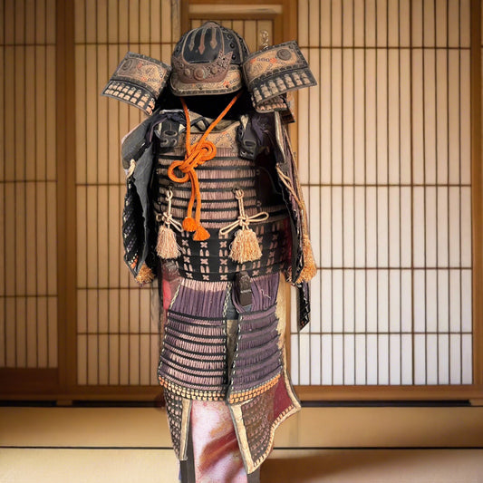 Antique Japanese Meiji Era Full Sized Samurai Armor w/ Helmet