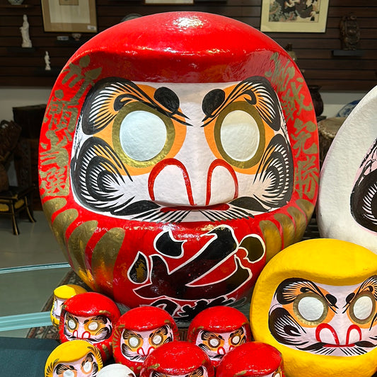 Japanese Traditional Papier-mâché  Daruma Wishing Doll in Red 25”H