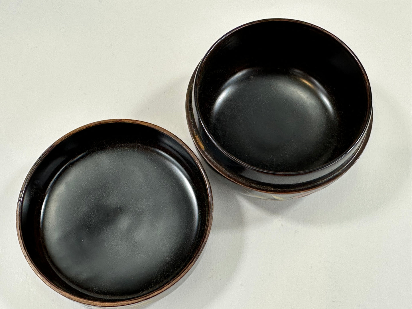 Japanese Tea Ceremony Hira-Natsume Black Lacquer Paulownia Leaf 3”