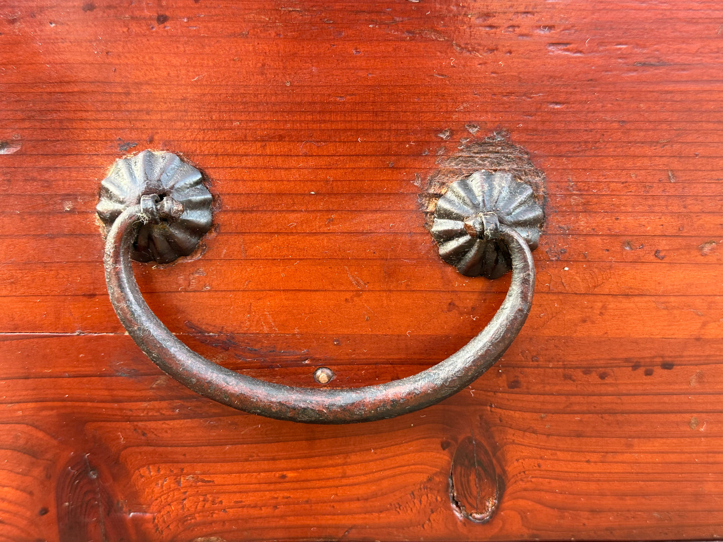 Antique Japanese Meiji Era “Katanadansu” Red Lacquer Sword Chest 53"