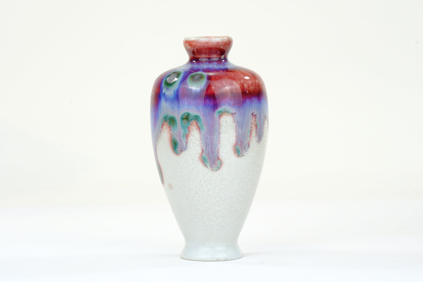 Matsuyama Gaei Peacock Glaze Vase Japanese Hand Thrown w/ Box 4.5"