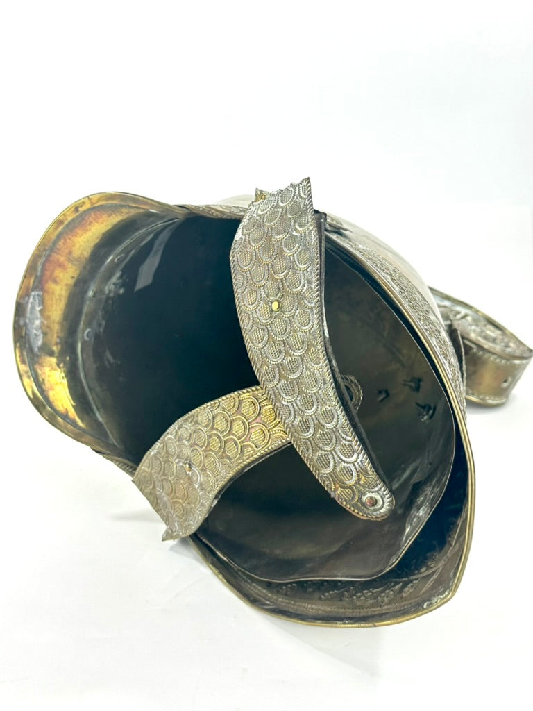 Antique French Sapeurs Pompiers Brass Fire Helmet Casque Pompier 19thC 12"H LS#099