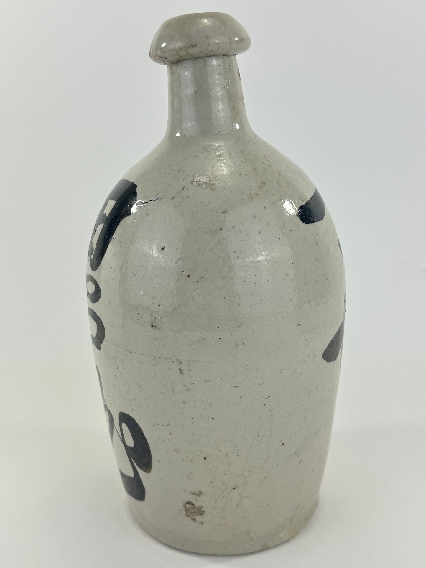 Antique Japanese 1800's Tokkuri Sake Jug Calligraphy Ceramic Vase 11" Tanumaya