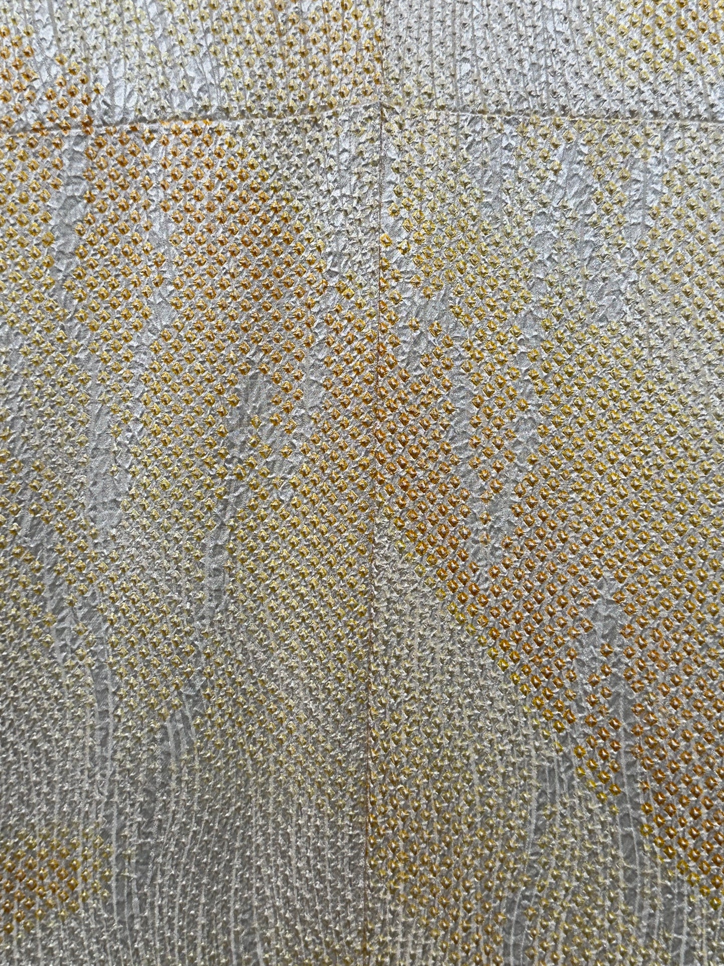 Japanese Silk Kimono Honso Shibori Toyama Pattern Yellow