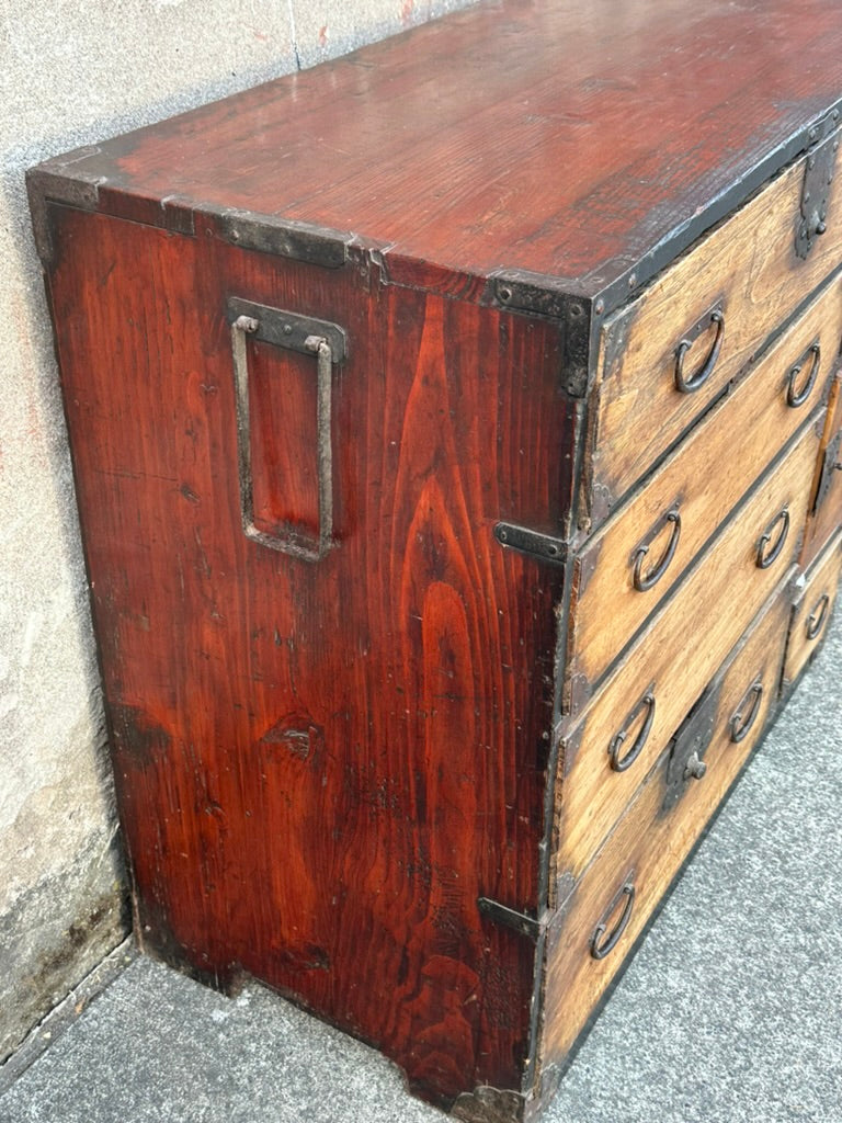 Japanese Edo Period Chobadansu Merchant Chest Kiri & Sugi Tansu 36"W