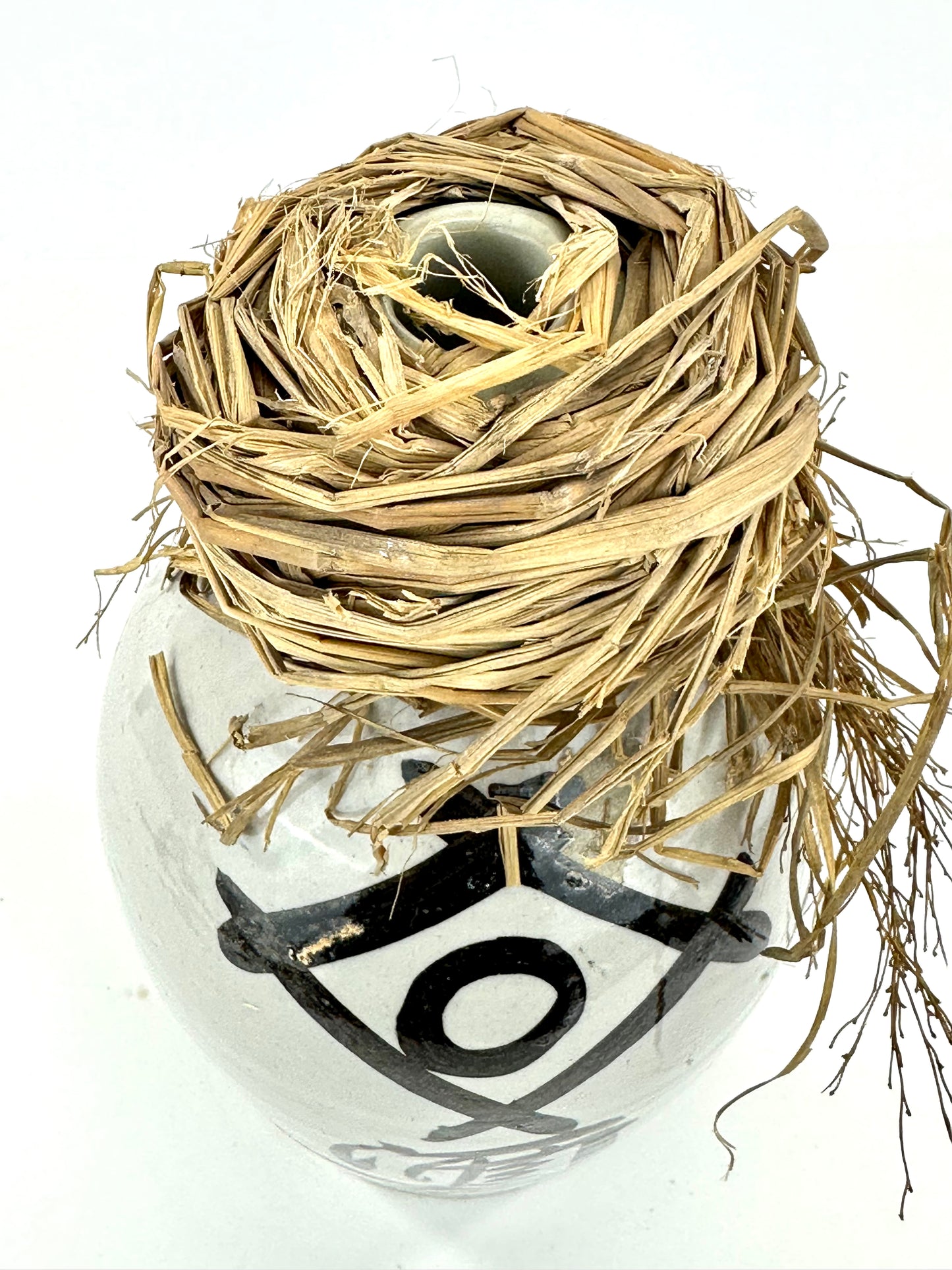 Antique Japanese 1800's Tokkuri Sake Jug Calligraphy Ceramic Vase 10" "Shinzou"