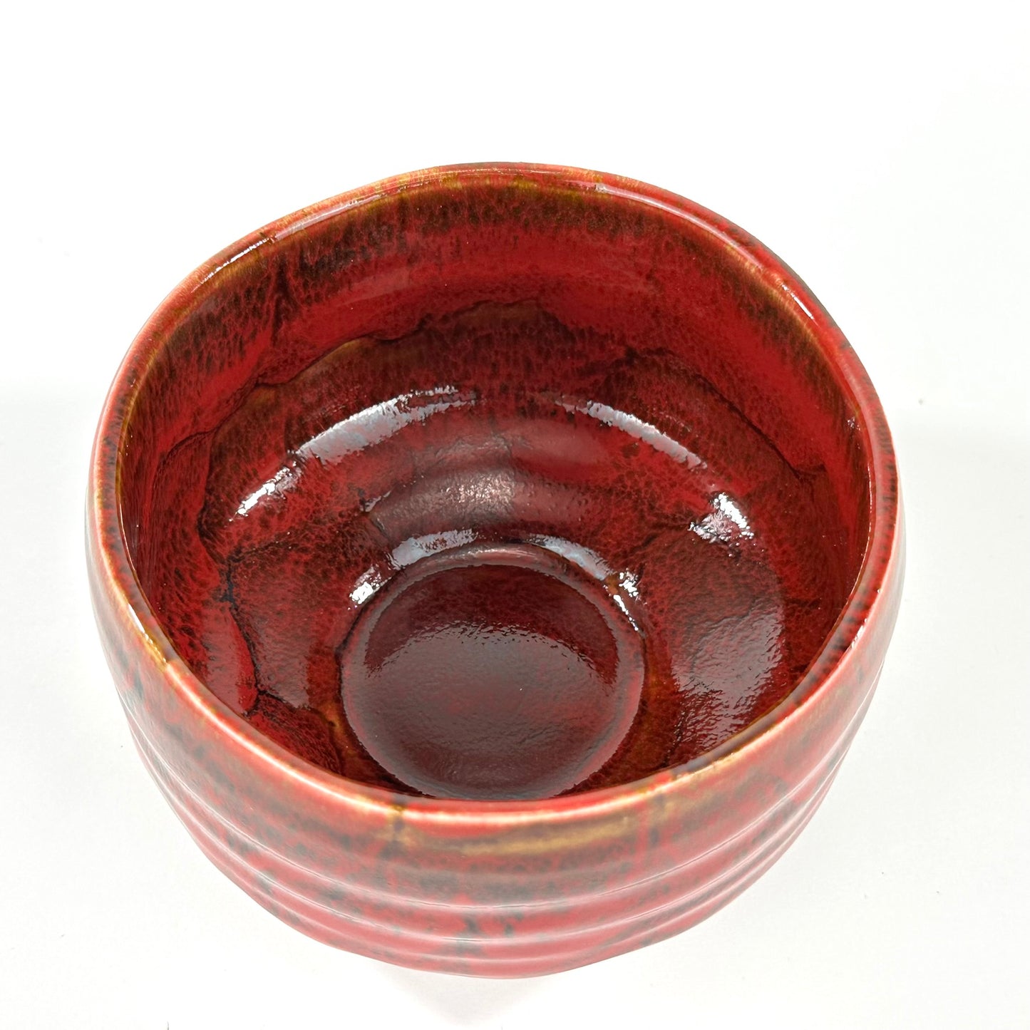 Japanese Handmade Mino Ware Chawan Matcha Tea Bowl Beni Tengu Crimson Red Glaze NEW 5"