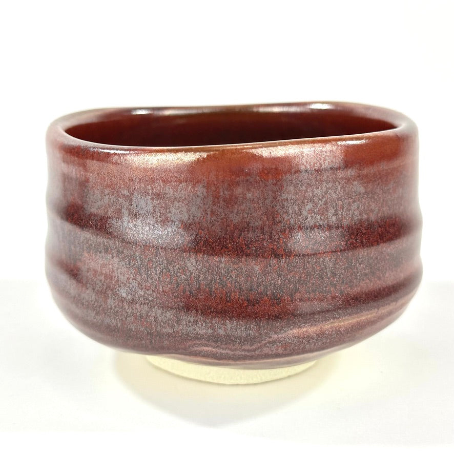 Japanese Mino Ware Chawan Matcha Tea Bowl Oxblood Iron Red Aka Glaze NEW 5"