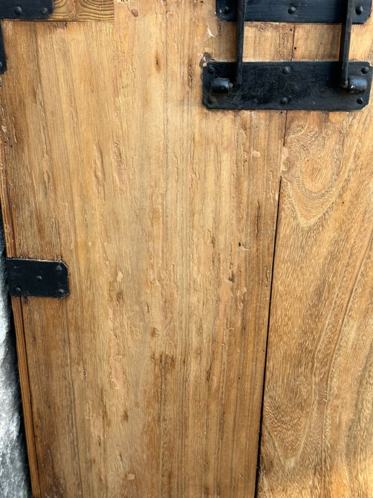 Antique Japanese Meiji Era Ishodansu Kiri Wood Cannon Biraki Tansu Iron Hardware