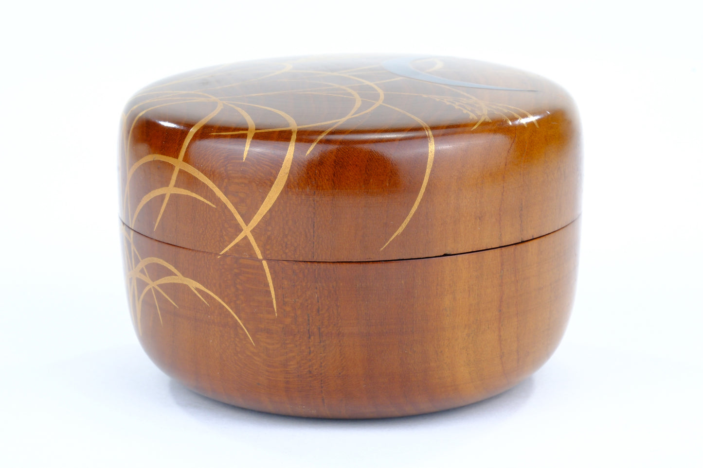 Japanese Tea Ceremony Natsume Caddy Natural Finish Hinoki Moon & Pampas (OakSt)