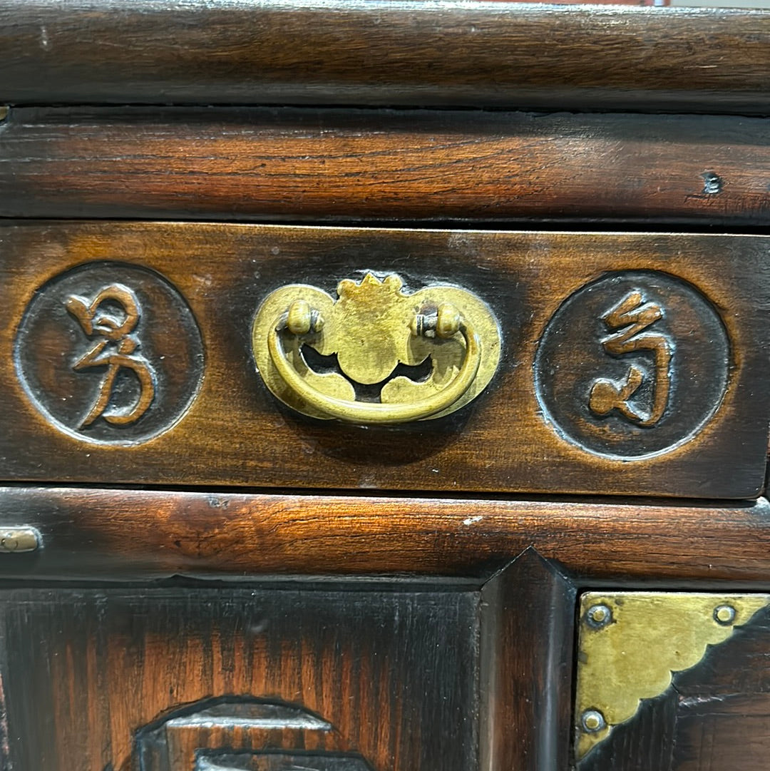 Antique Korean Morijang Large Front Door Chest Brass Lock