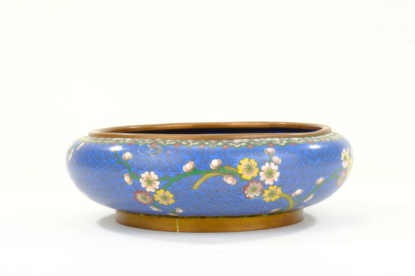 Antique Japanese Cloisonné Brush Pot with Floral Panels Meiji Period