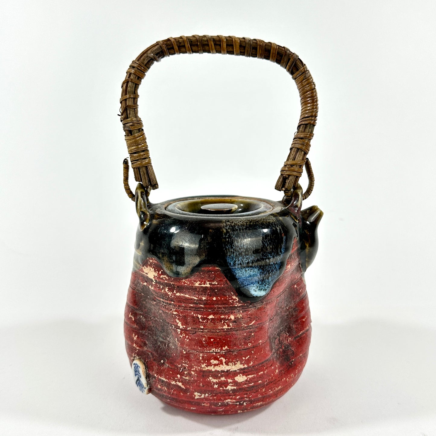 Antique Japanese Meiji Era Sumida Gawa Signed Ryosai Teapot Figures Cooking 4.5" LS187