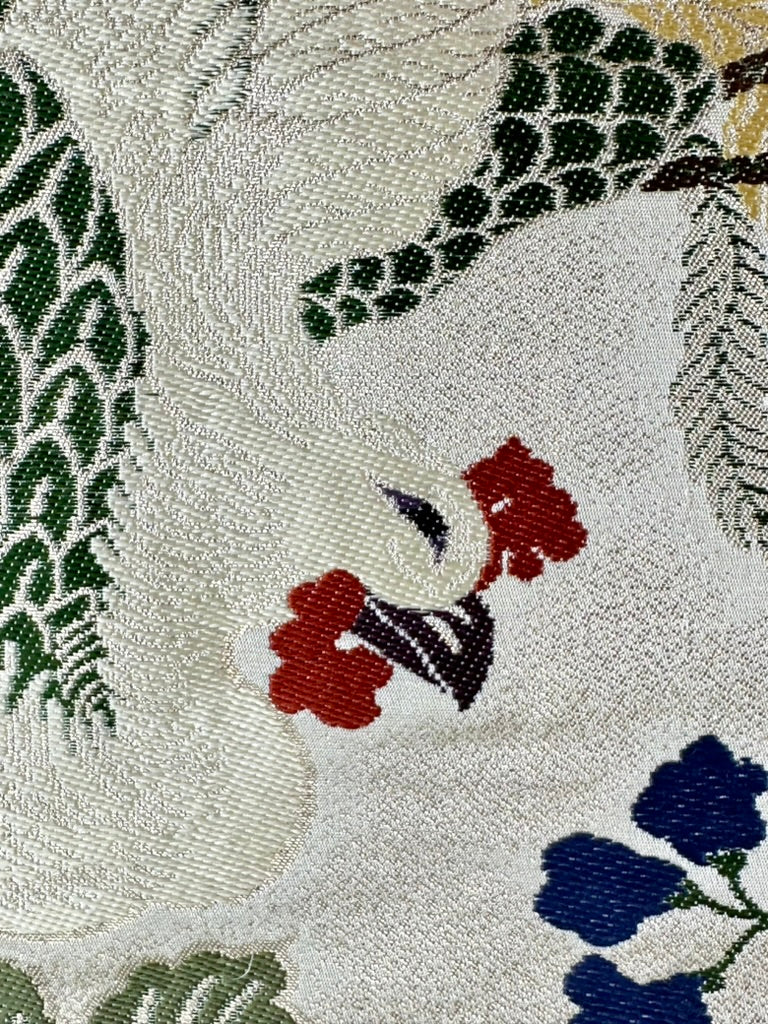 Antique Japanese Silk Maru Obi Taisho Phoenix Chrysanthemum Gosho 13'L