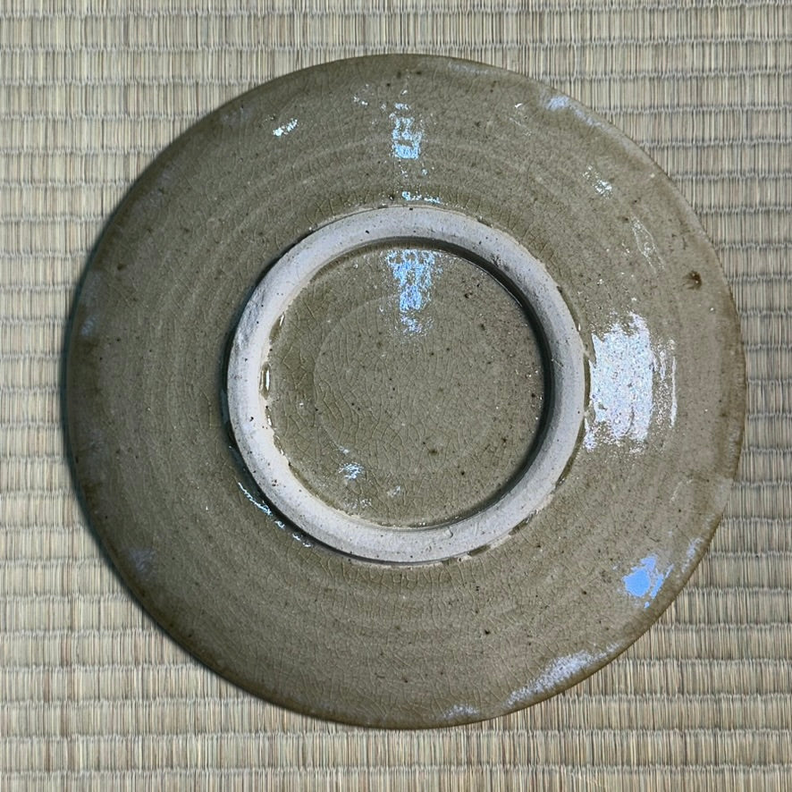 Vintage Japanese Mashiko Mingei Hamada School Stoneware Plate c1970 Ebi Iron Brush 11"W