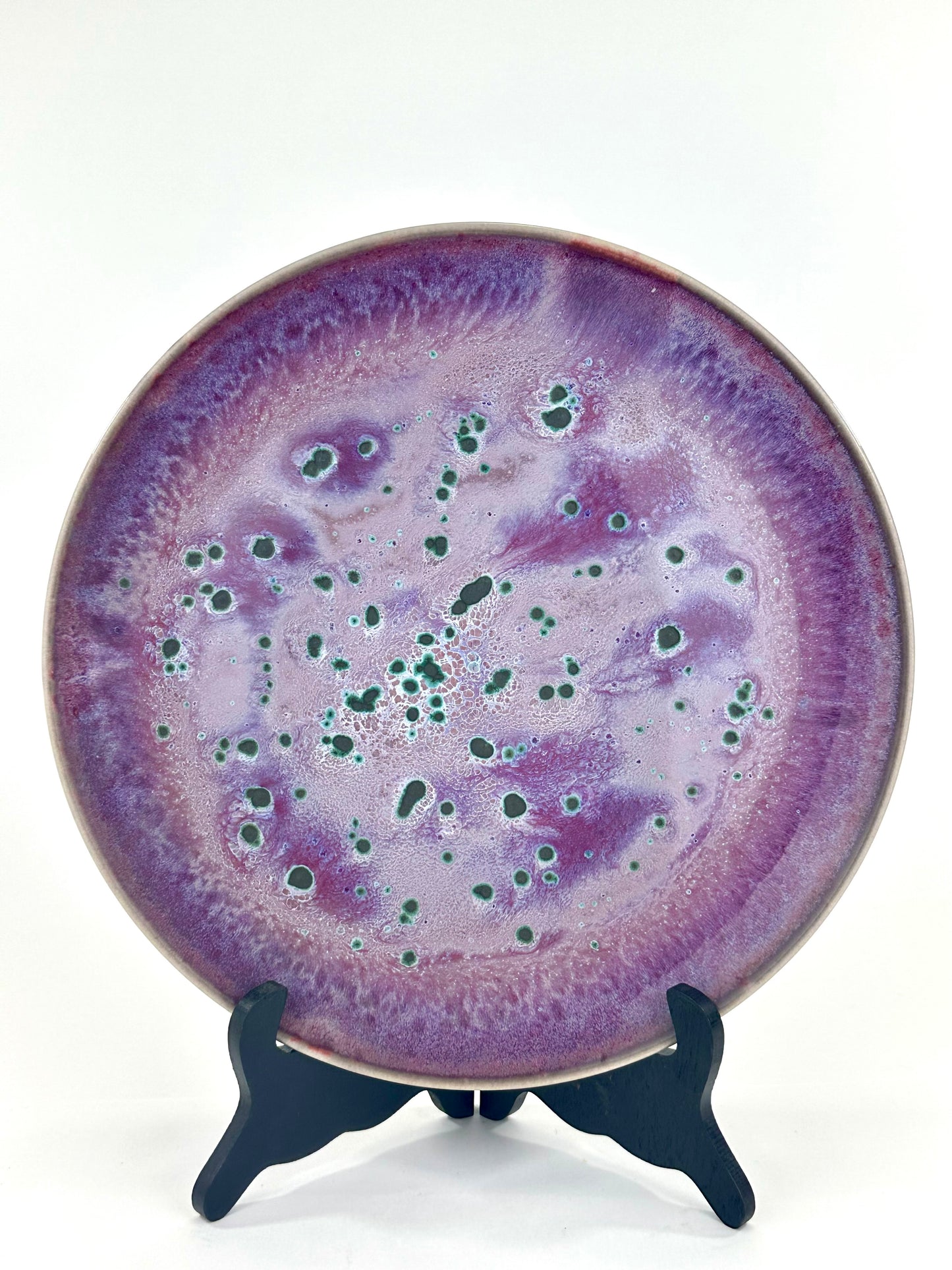 Rare Matsuyama Gaei c1950's Peacock Glaze Plate Japanese Hand Thrown 12”