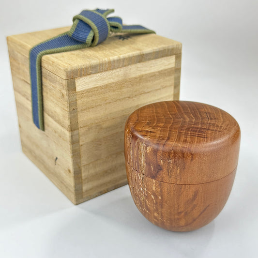 Japanese Tea Ceremony Natsume Natural Cherry Wood Wabisabi Texture w/ Signed Kiri Box