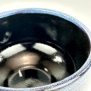 Japanese Chawan Matcha Tea Bowl Tenmoku Black Spot Blue Speckle Glaze NEW 5"