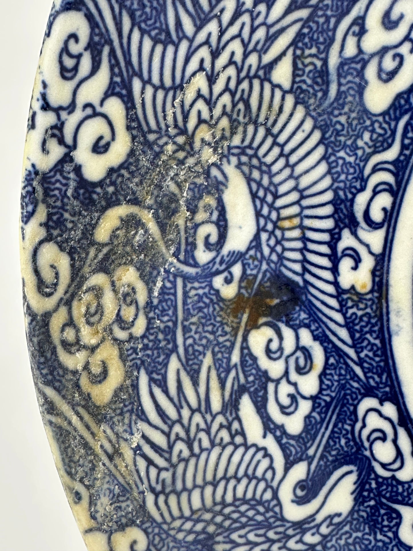 Antique Japanese Late Edo Period 19th Century Imari Ceramic Plate Blue & White 10"