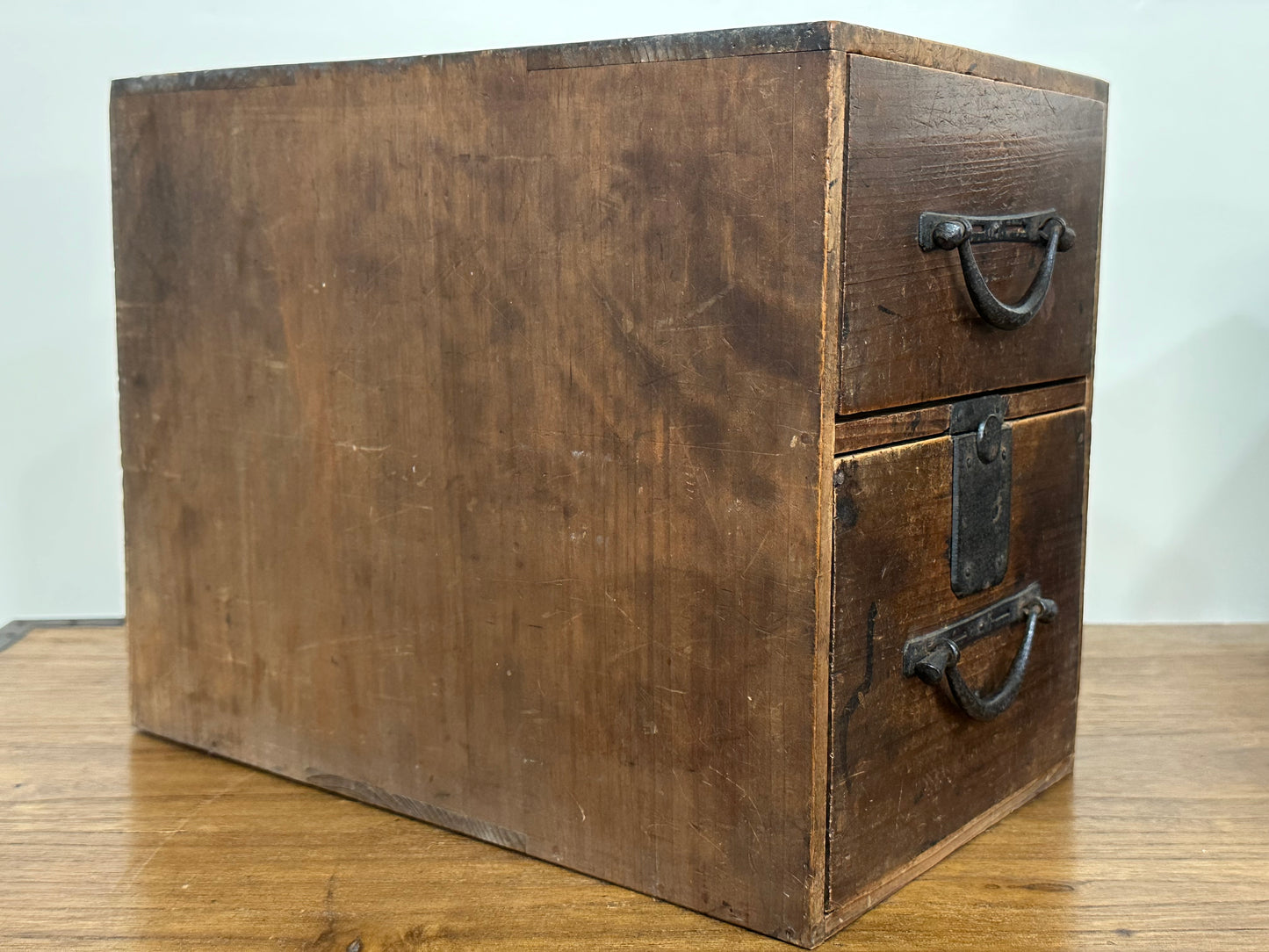 Antique Japanese Personal Tansu Meiji Era c1880’s 2 Drawer 8”W