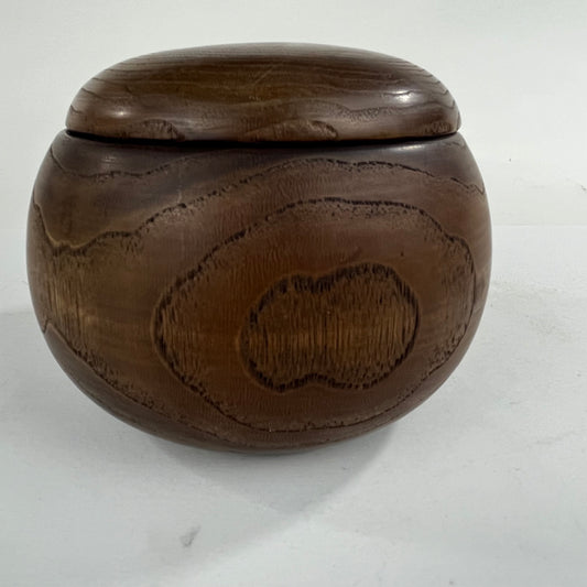 Vintage Round Wooden Lidded Box Bowls 5”
