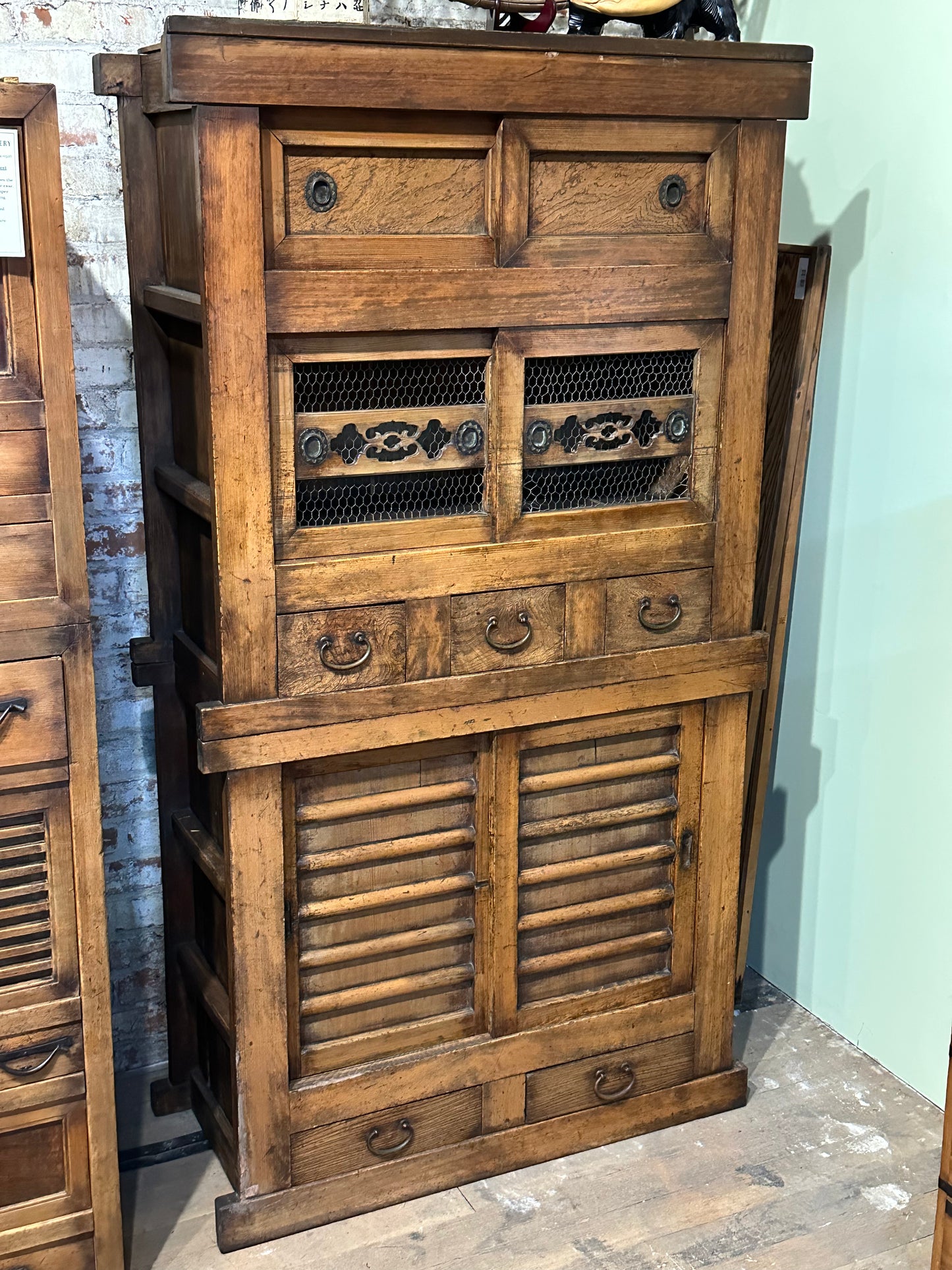 Antique Japanese Meiji Era Mizuya Kitchen Tansu 3ft
