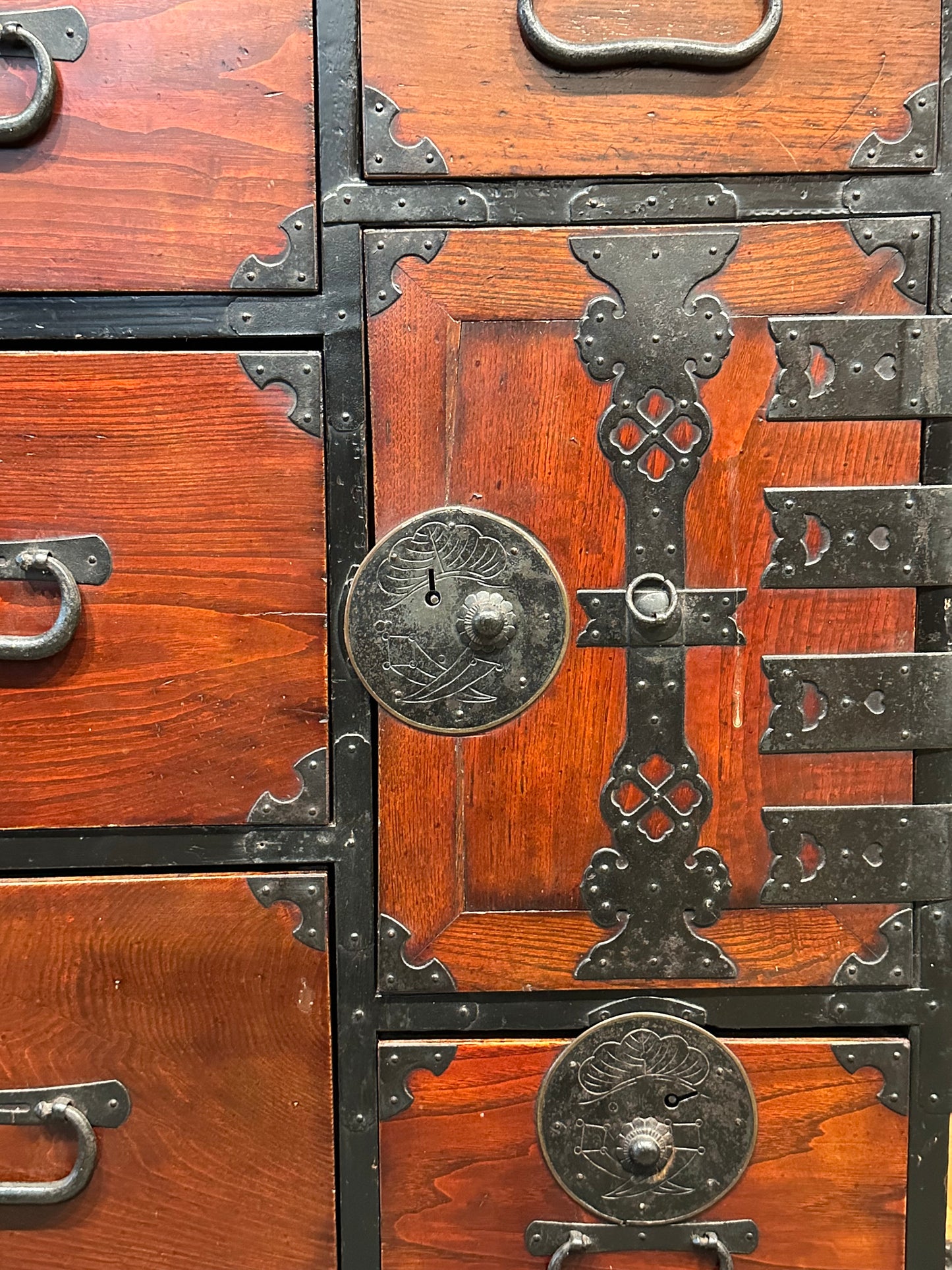 Antique Japanese Meiji Period Ishōdansu Clothing Chest with Safe c1880s LS#126