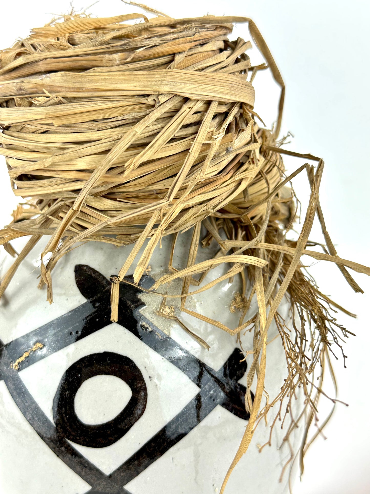 Antique Japanese 1800's Tokkuri Sake Jug Calligraphy Ceramic Vase 10" "Shinzou"