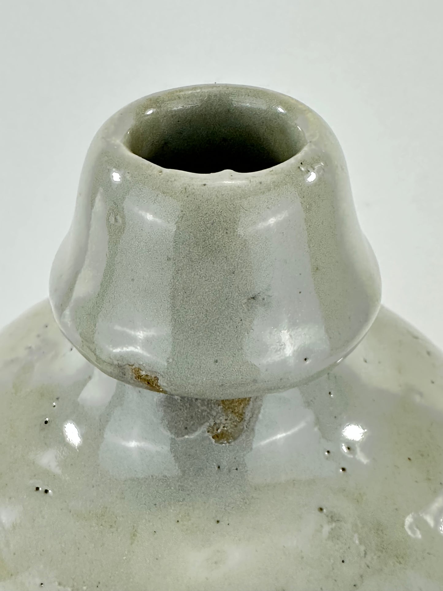 Antique Japanese 1800's Tokkuri Sake Jug Calligraphy Ceramic Vase 9.5" Koinuma