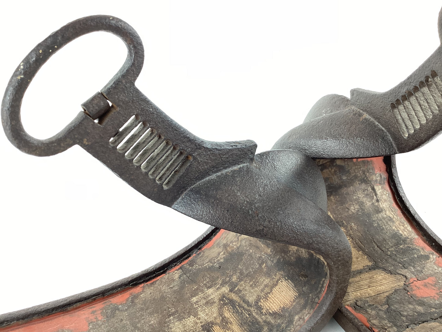 Antique Edo Period Japanese Samurai Stirrups (Abumi) Pair of Iron Horse Riding Fittings LS#182