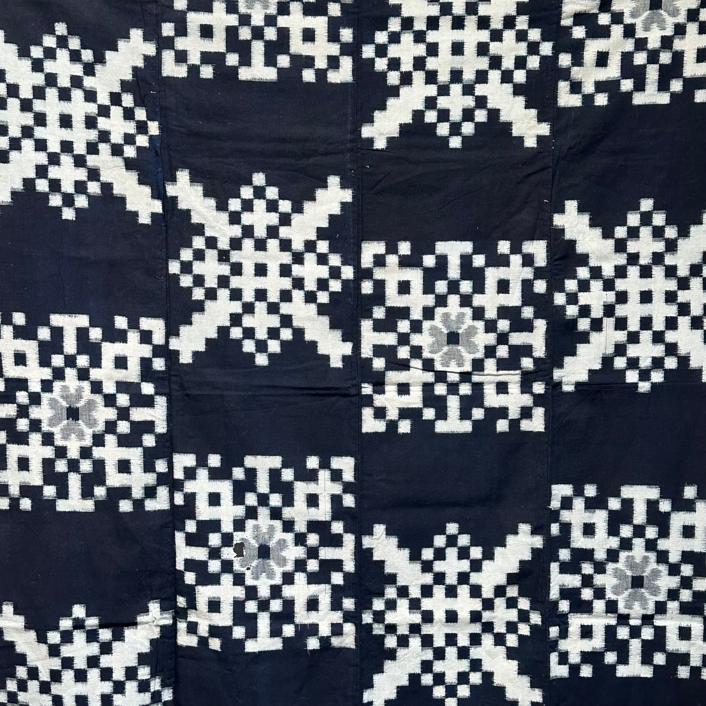 Antique Japanese 19th Century Textile - Kasuri Indigo 62"x63" Kiku #45