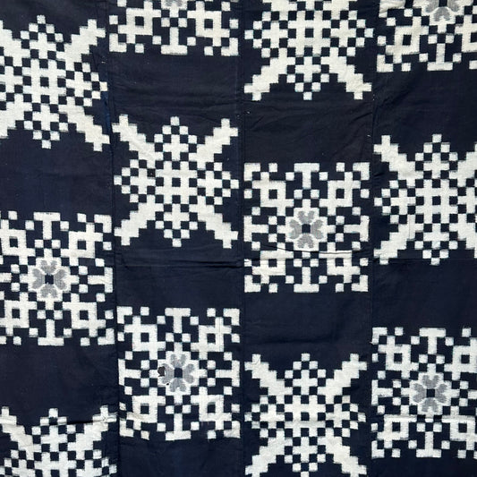 Antique Japanese 19th Century Textile - Kasuri Indigo 62"x63" Kiku #45