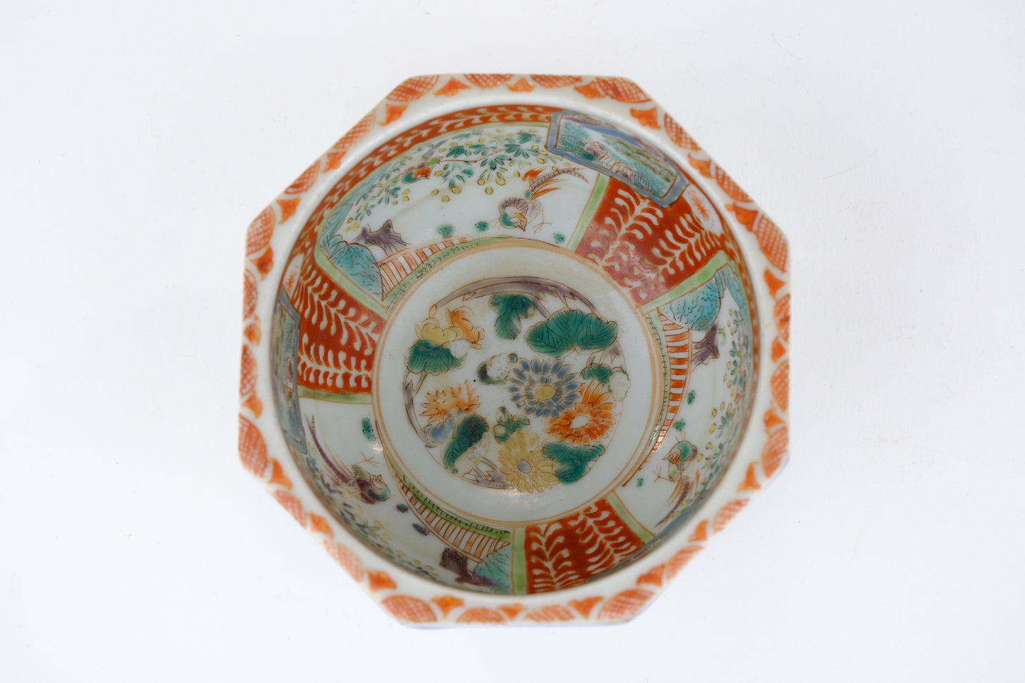 Antique Japanese Edo Imari Nesting Octagon Bowls Pair w/ Presentation Box 7"