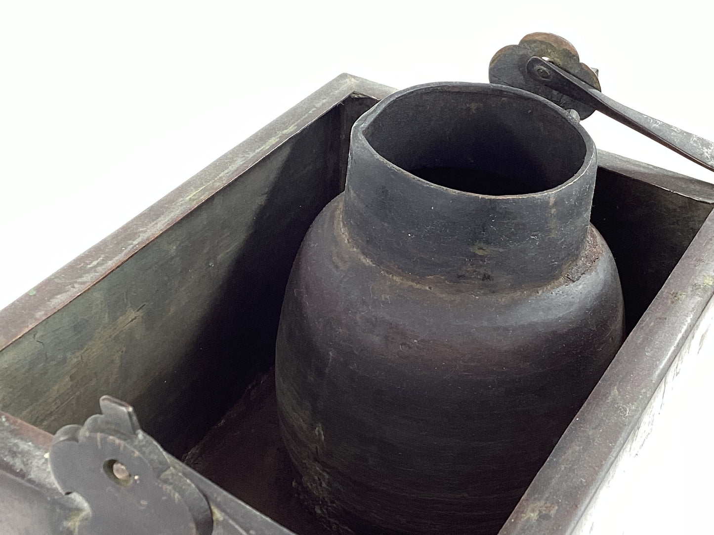 Antique Japanese Charcoalheated Copper Sake Bottle Warmer