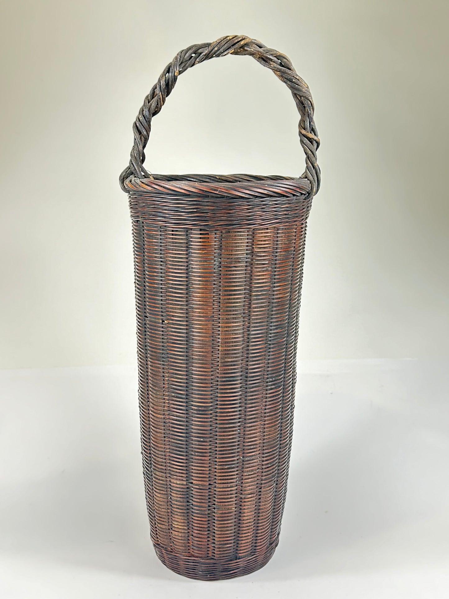 Antique Japanese Early 1900's Ikebana Basket Kago Vase 17”