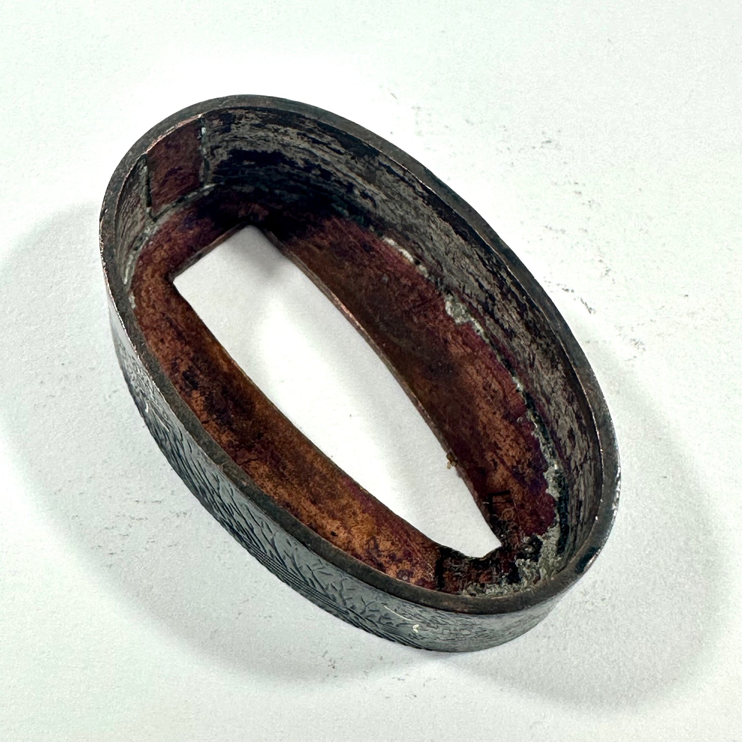 Antique Japanese Katana Fuchi Sword Fitting Iron Copper Mixed Metal Edo to Meiji