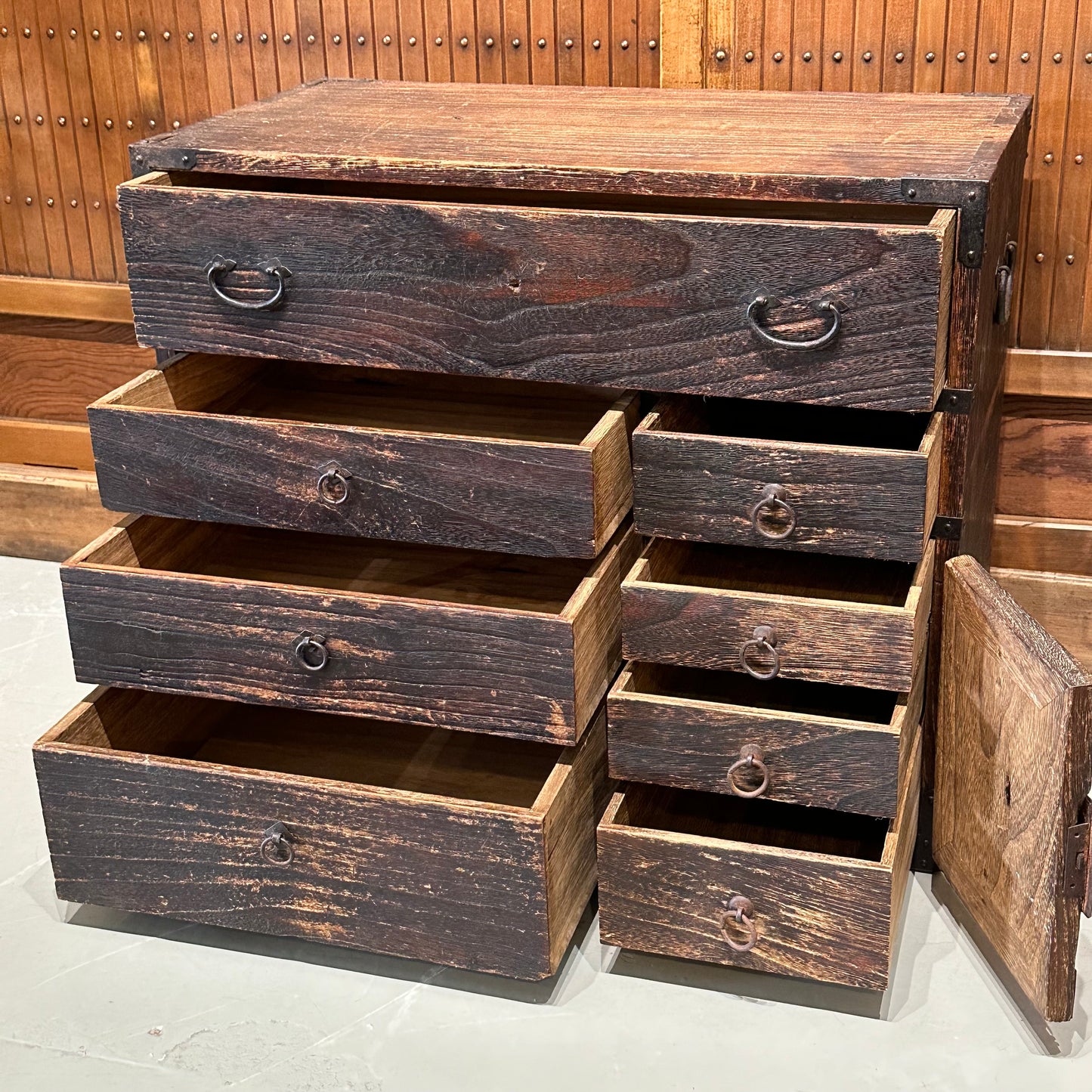 Antique Japanese Meiji Era (c1870’s) Kiri Bodansu Personal Tansu 8 Drawer 23"W