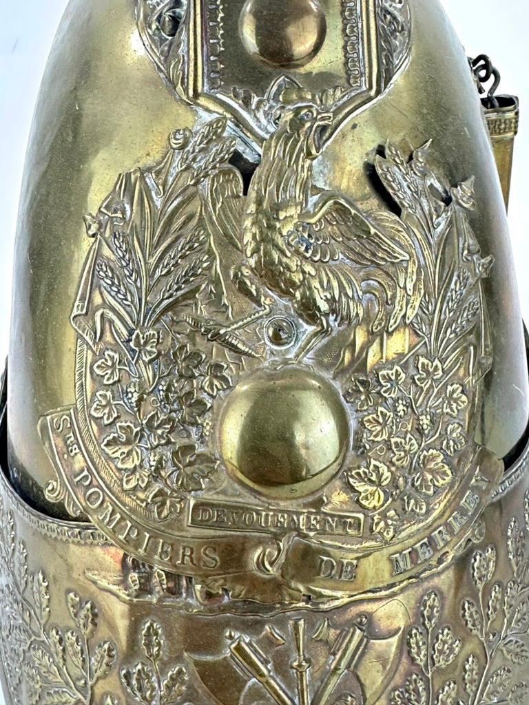 Antique French Sapeurs Pompiers Brass Fire Helmet Casque Pompier 19thC 12"H LS#099