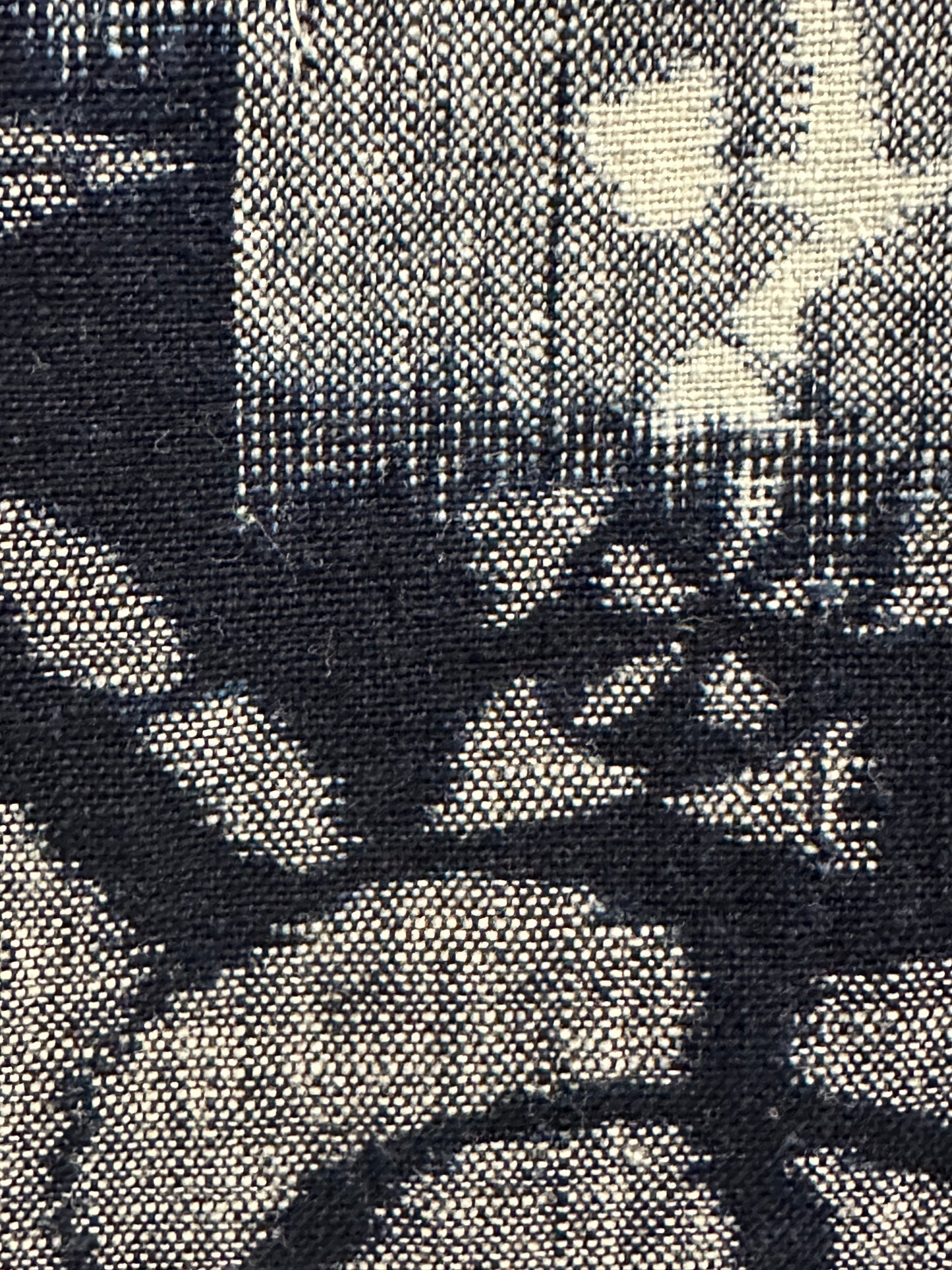 Antique Japanese 19th Century Textile - Kasuri Indigo Ikat 56"x49" Tsuru #51