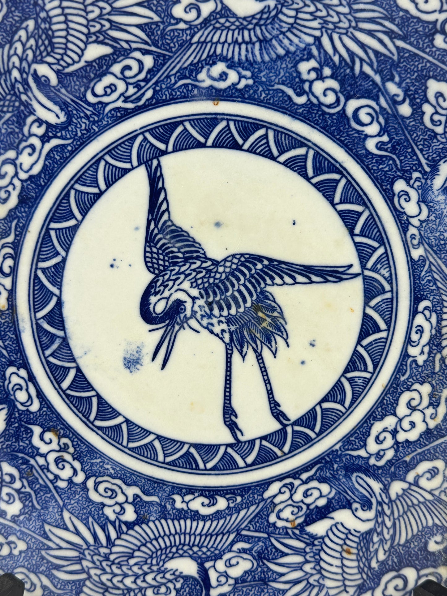 Antique Japanese Late Edo Period 19th Century Imari Ceramic Plate Blue & White 10"