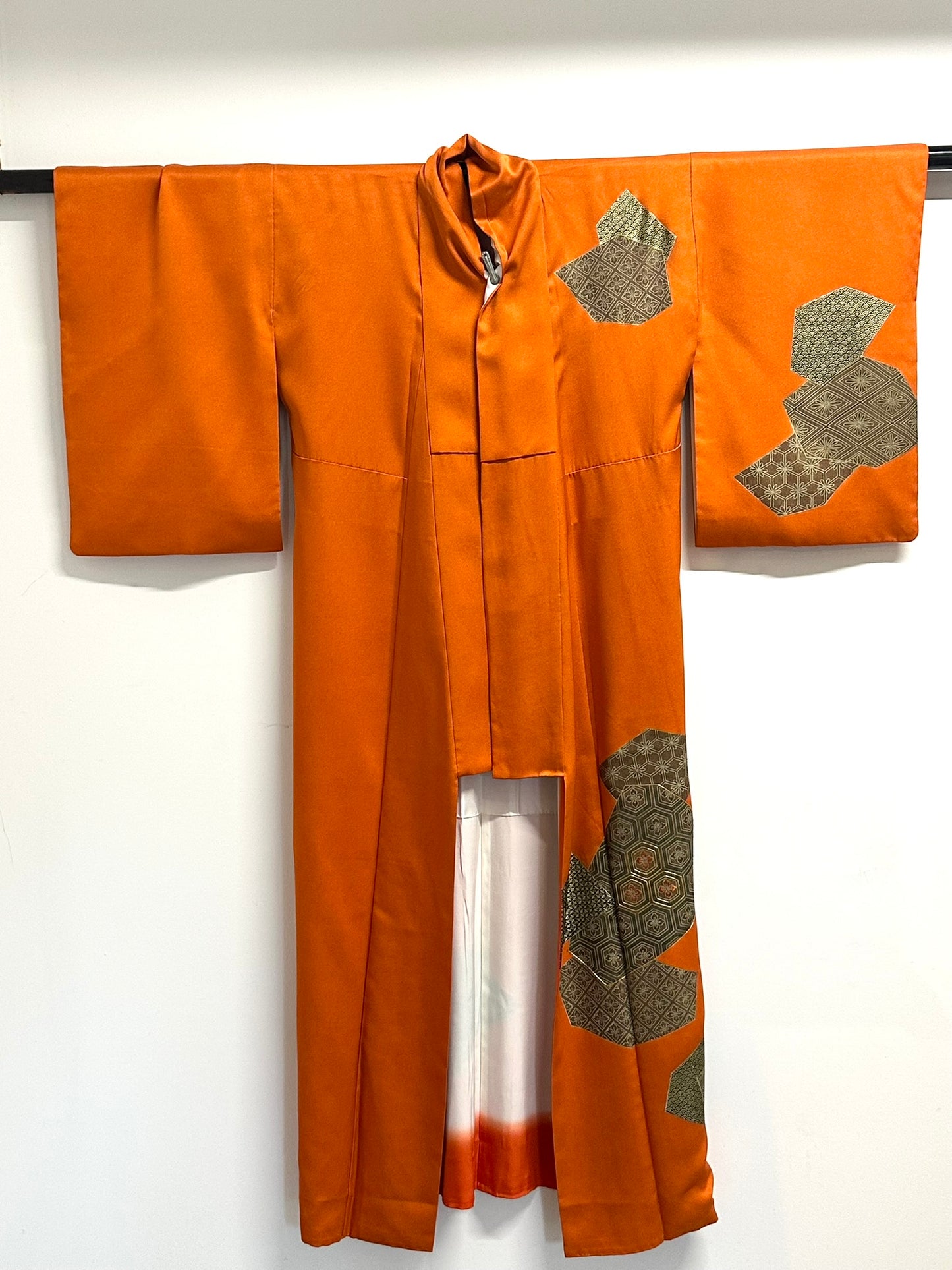 Vintage Japanese Silk Kimono Abstract Geometric Patchwork Kikko Showa Hōmongi