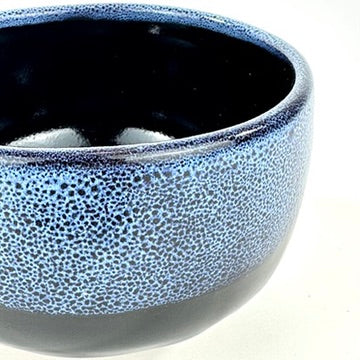 Japanese Chawan Matcha Tea Bowl Tenmoku Black Spot Blue Speckle Glaze NEW 5"