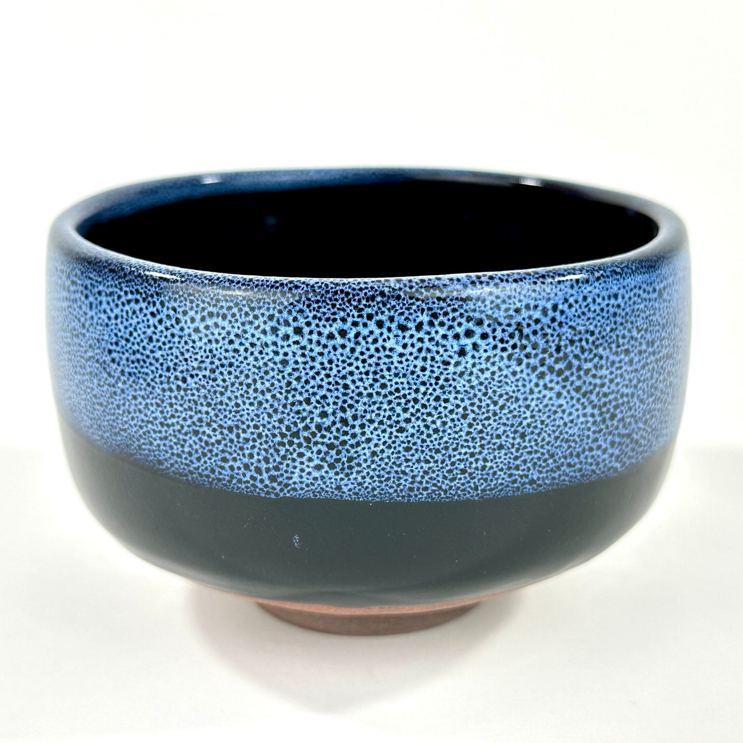 Japanese Chawan Matcha Tea Bowl Tenmoku Black Spot Blue Speckle Glaze NEW 5"