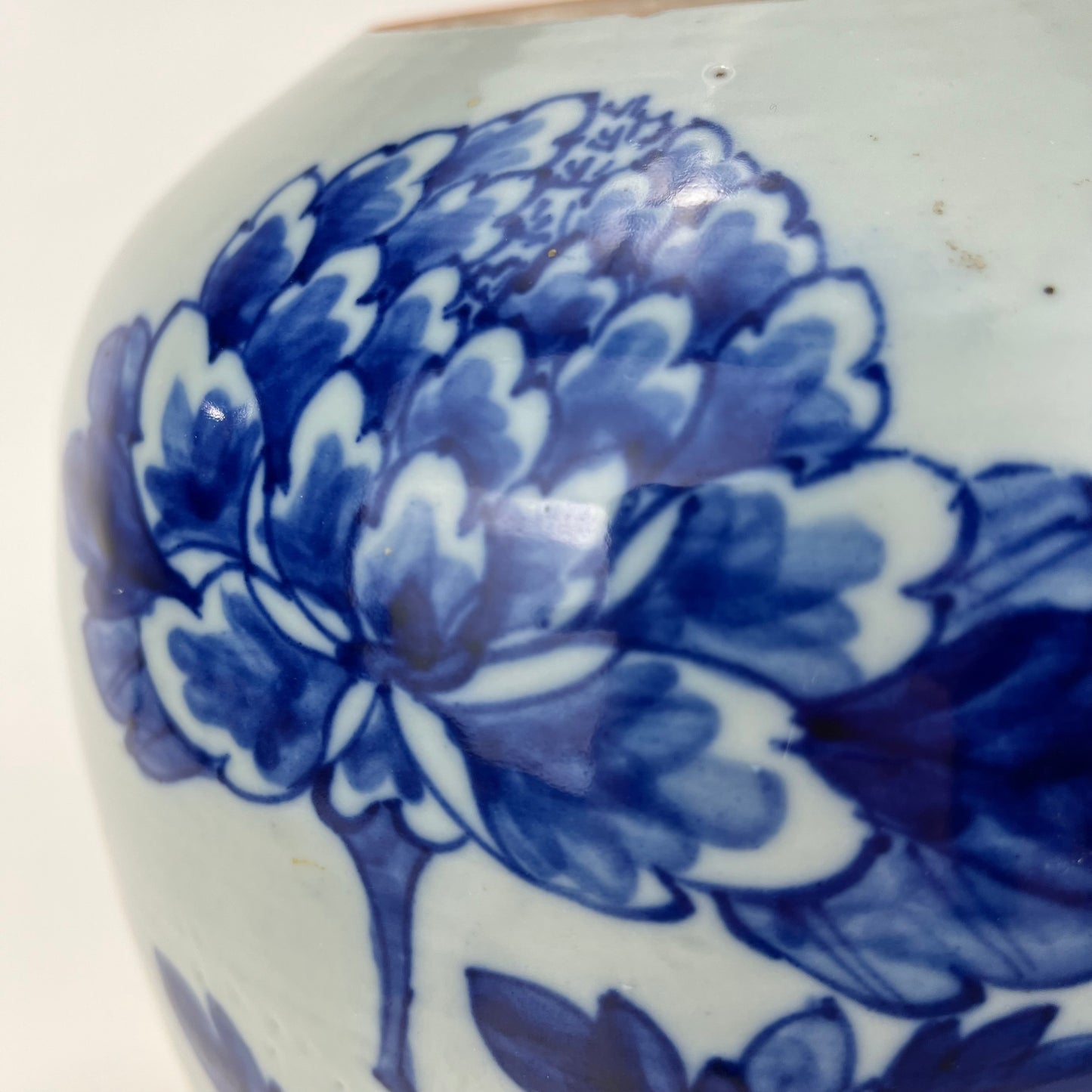 Antique Chinese Qing 19th Blue & White Ginger Jar Hand Painted phenix 8"