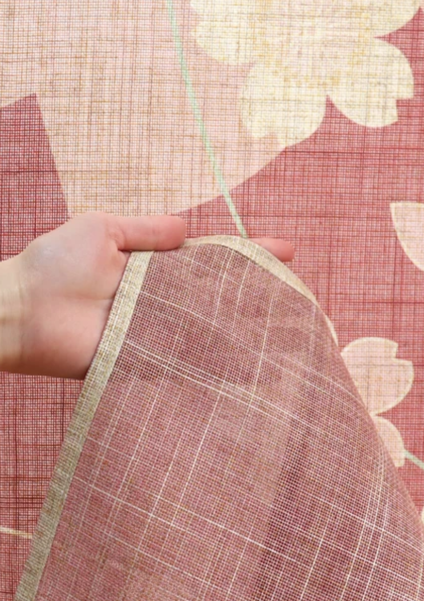 New Japanese Noren Curtain Line Cherry Blossom Rose Slub 150cm Made in Japan