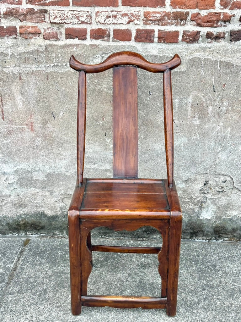 Antique Chinese Elm Yoke Back Official's Hat Chair Guanmaoyi Late Qing Dynasty 38"H LS#139