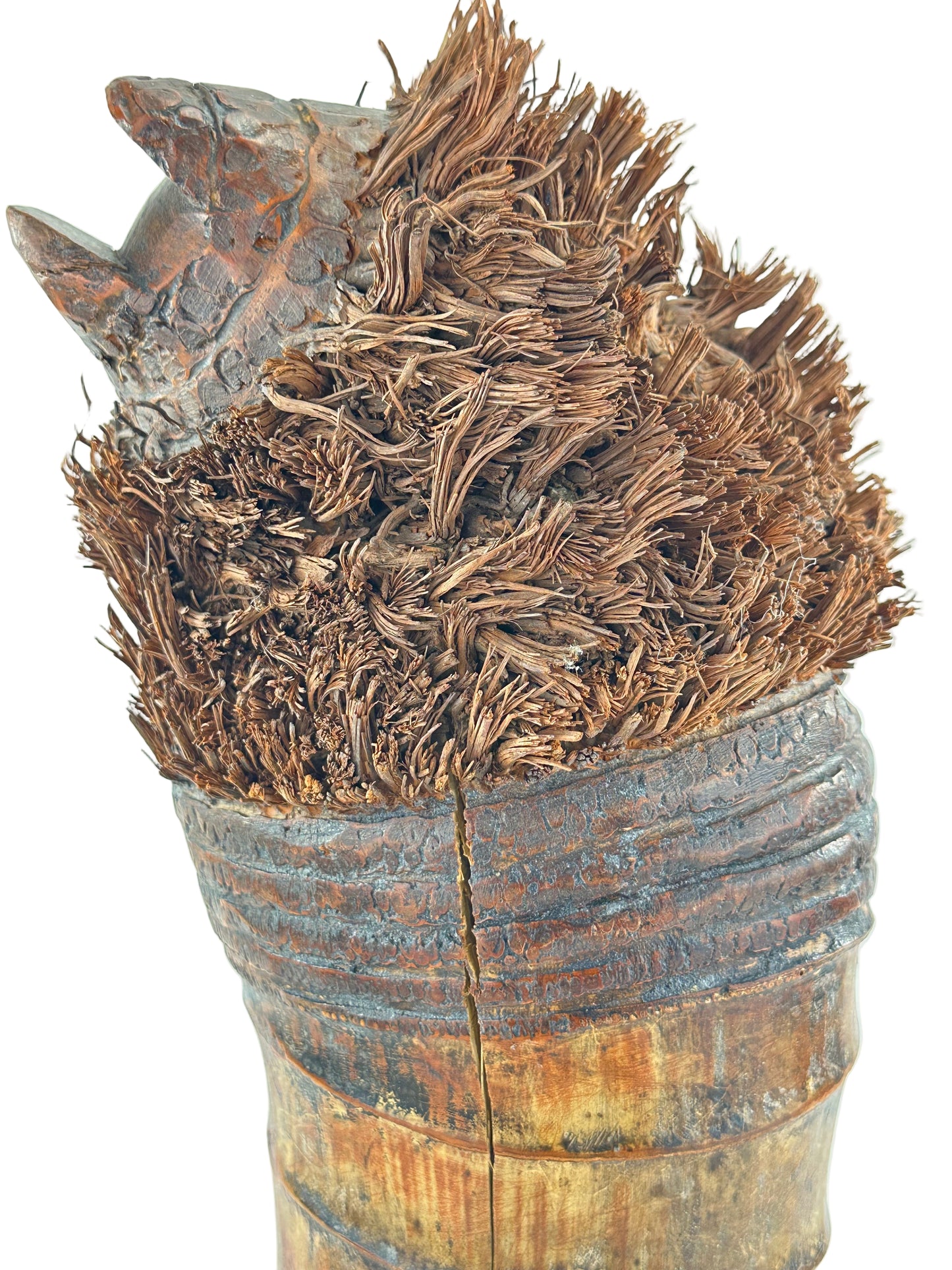 Antique Japanese Carved Bamboo Root Sculpture – Depicting Daruma (Bodhidharma) – 20" Tall LS#079