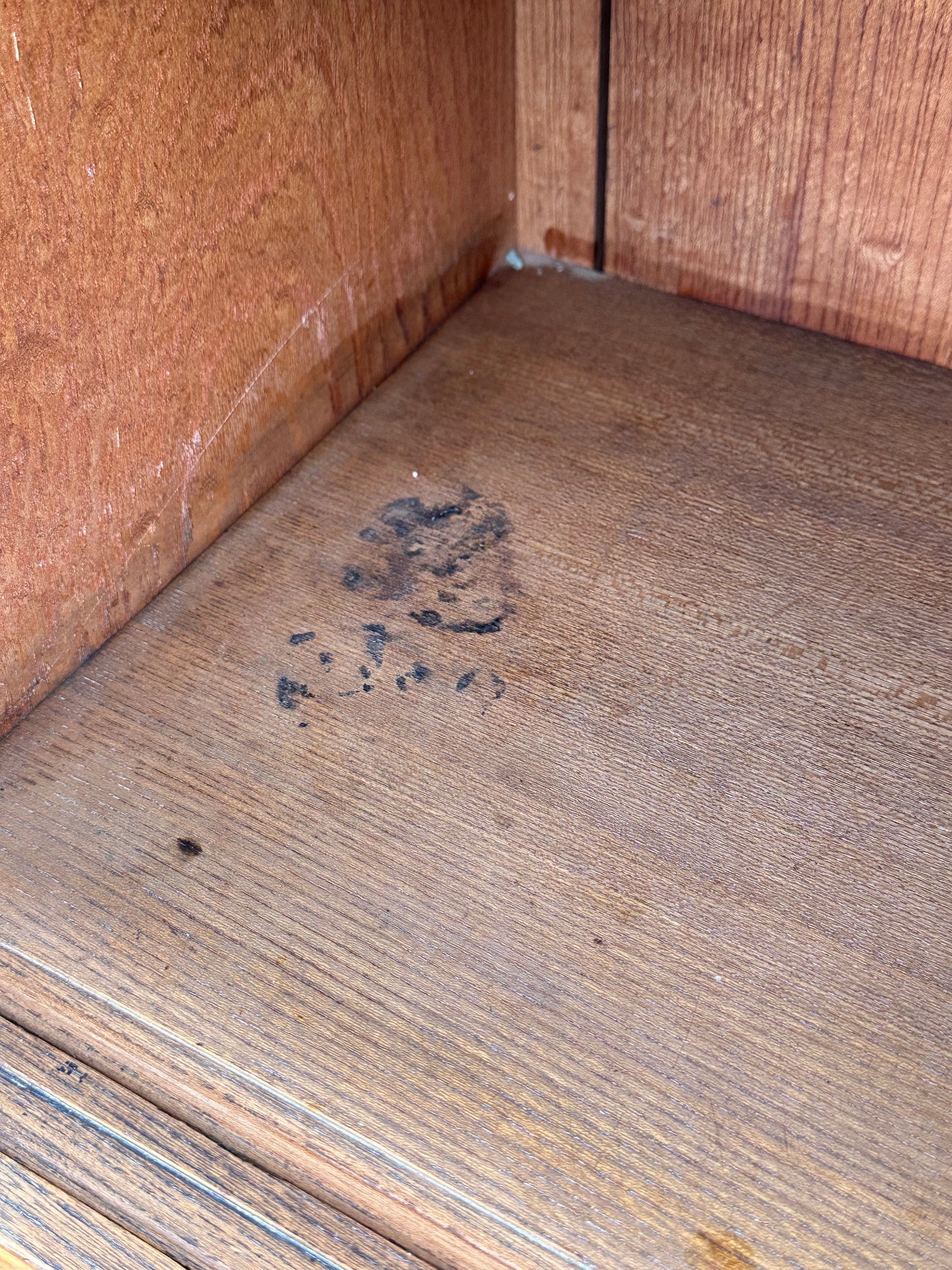 Rare Antique Japanese Keyaki Chadansu c1937 Cabinet Carved Crane & Turtle Finials Persimmon Trim 36"W