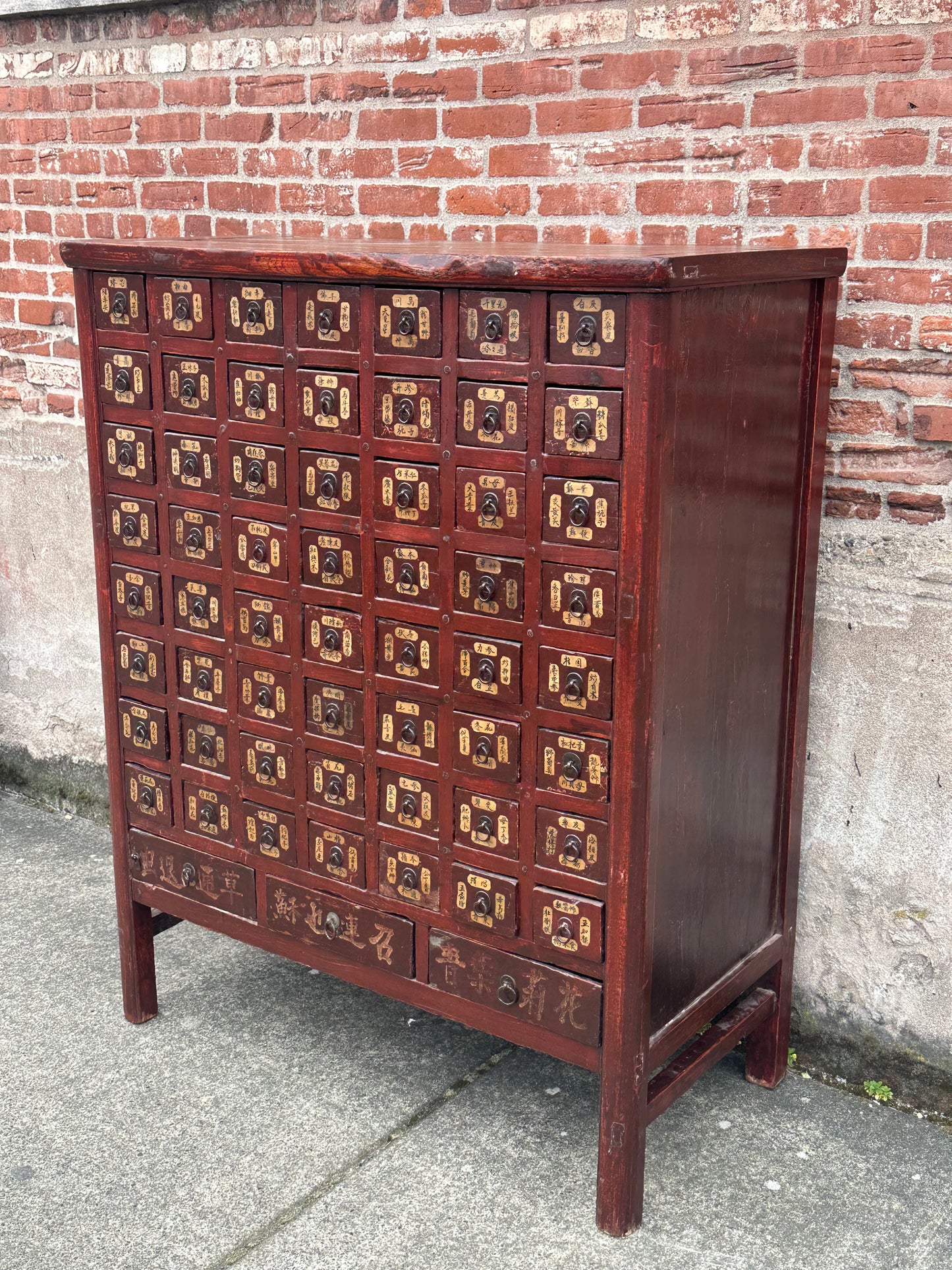 Antique Chinese Qing Dynasty 59-Drawer Apothecary Chest Herb Cabinet 58"H